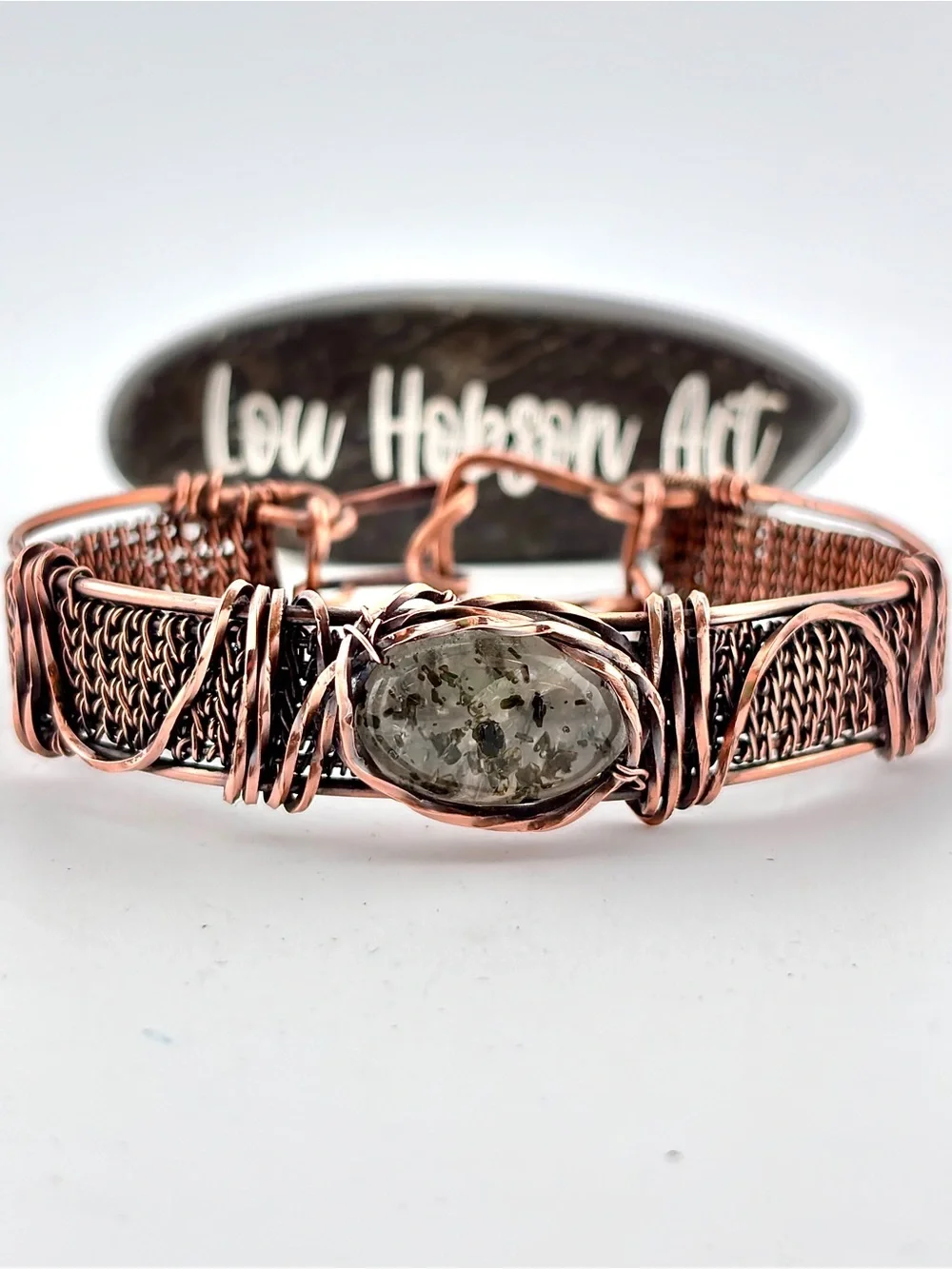 HANDMADE Quartz w/ Inclusions and Copper Wire Wrapped Statement Unisex Bracelet